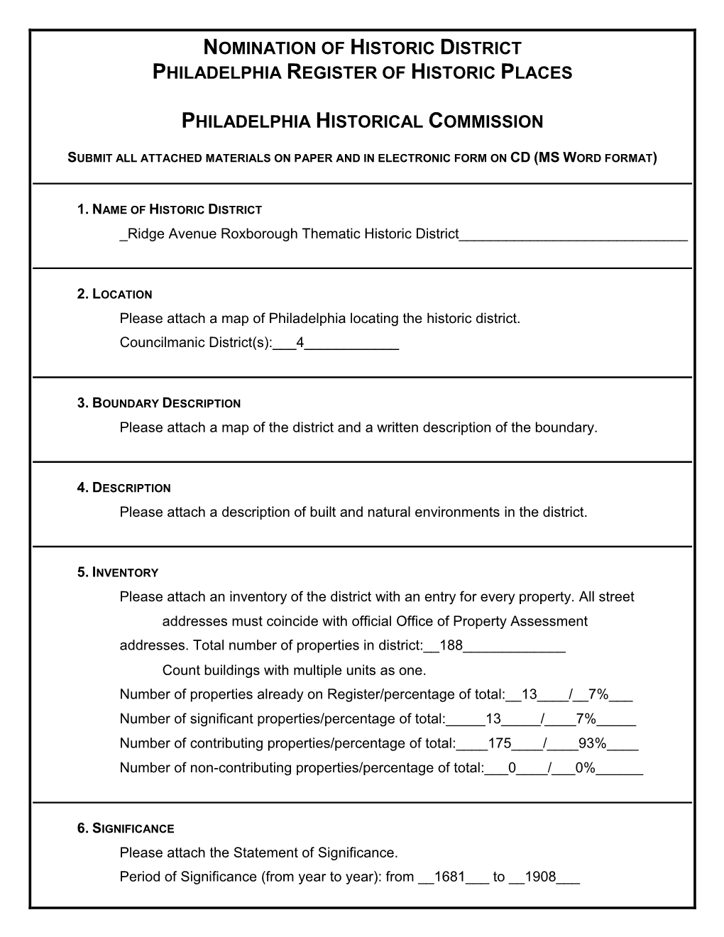 Ridge Avenue Roxborough Thematic Historic District Nomination