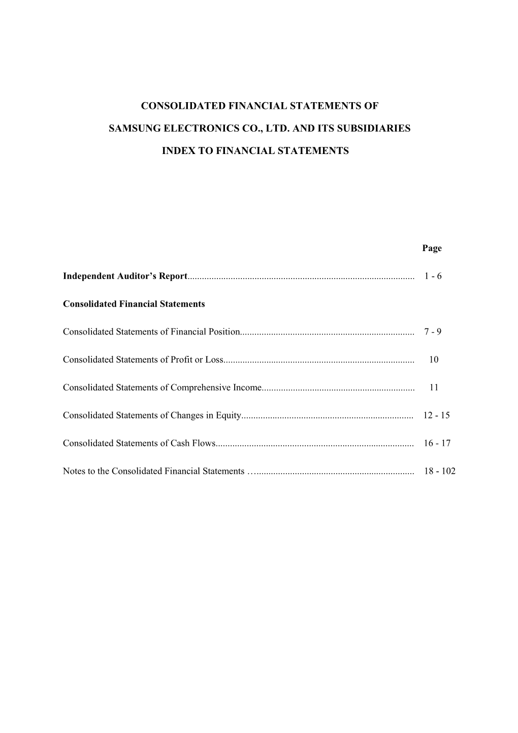 Consolidated Financial Statements of Samsung Electronics Co., Ltd