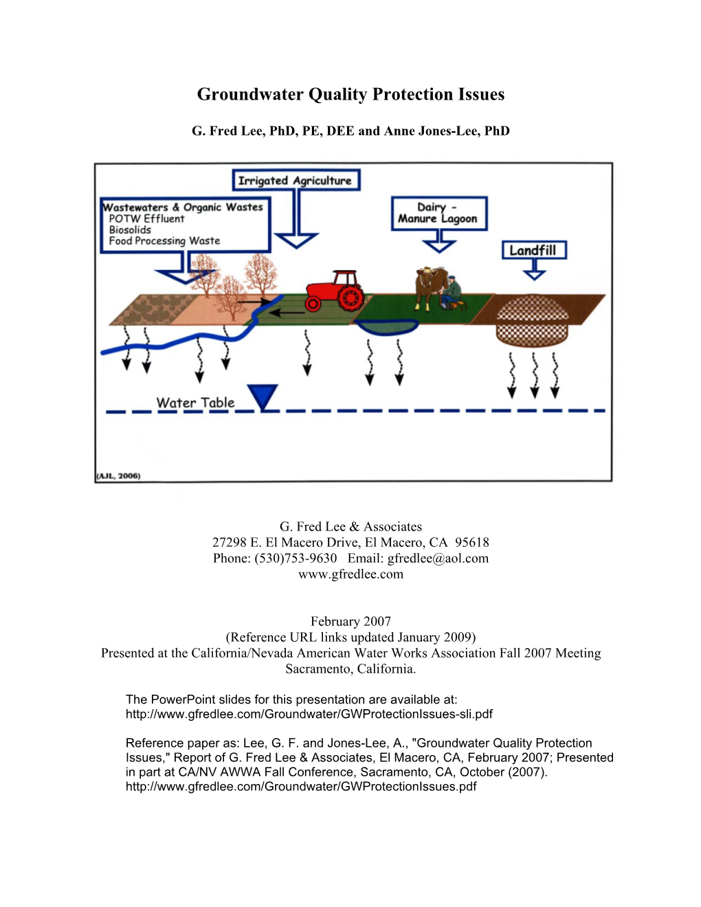 Groundwater Quality Protection Issues