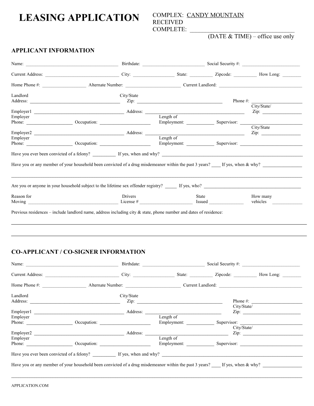 Leasing Application