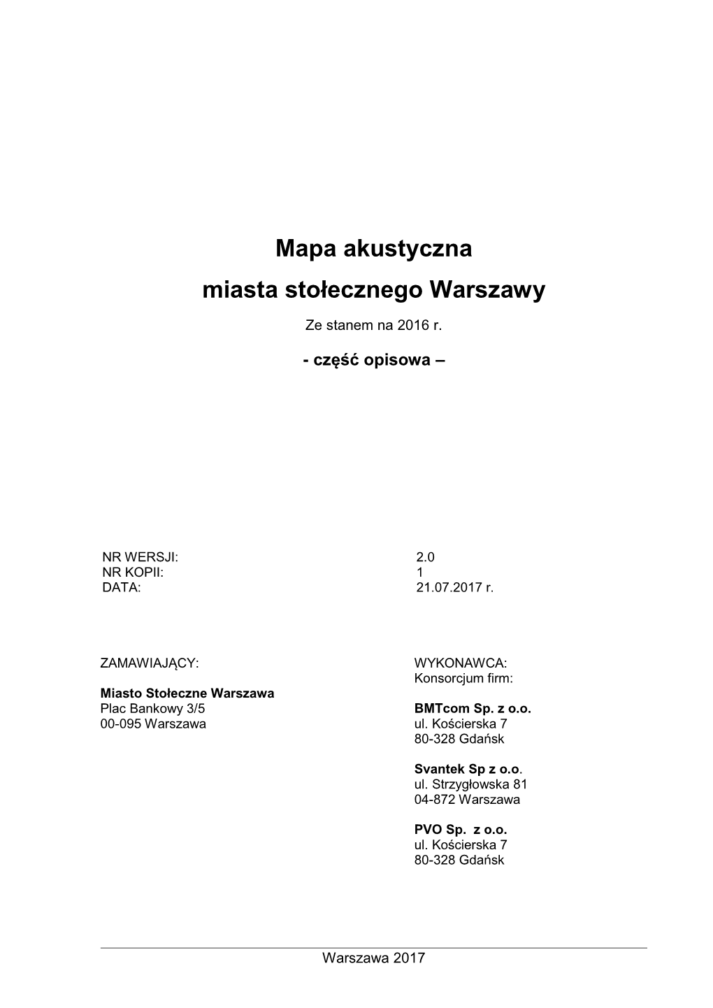 Mapa Akustyczna Miasta Stołecznego Warszawy