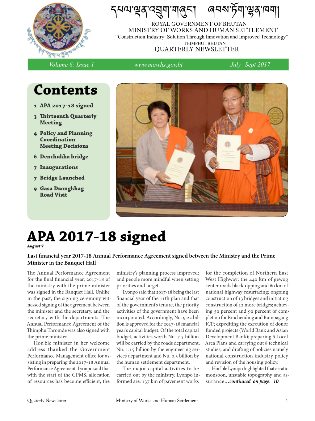 APA 2017-18 Signed Contents