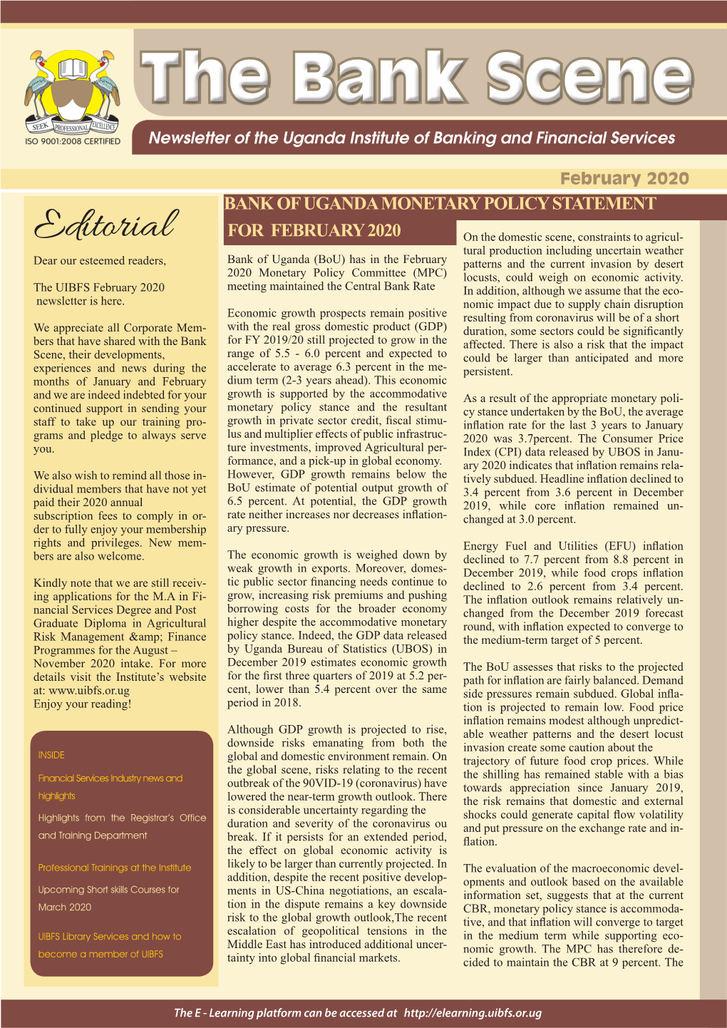 The Bank Scene Newsletter of the Uganda Institute of Banking and Financial Services