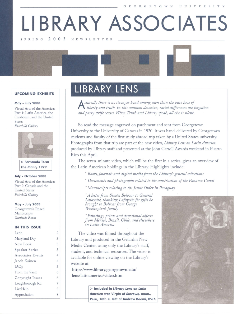 Library Associates Spring 2003 Newsletter