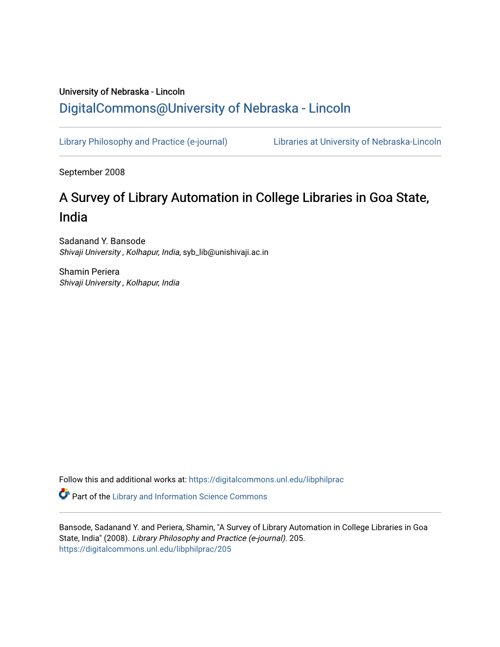 A Survey of Library Automation in College Libraries in Goa State, India