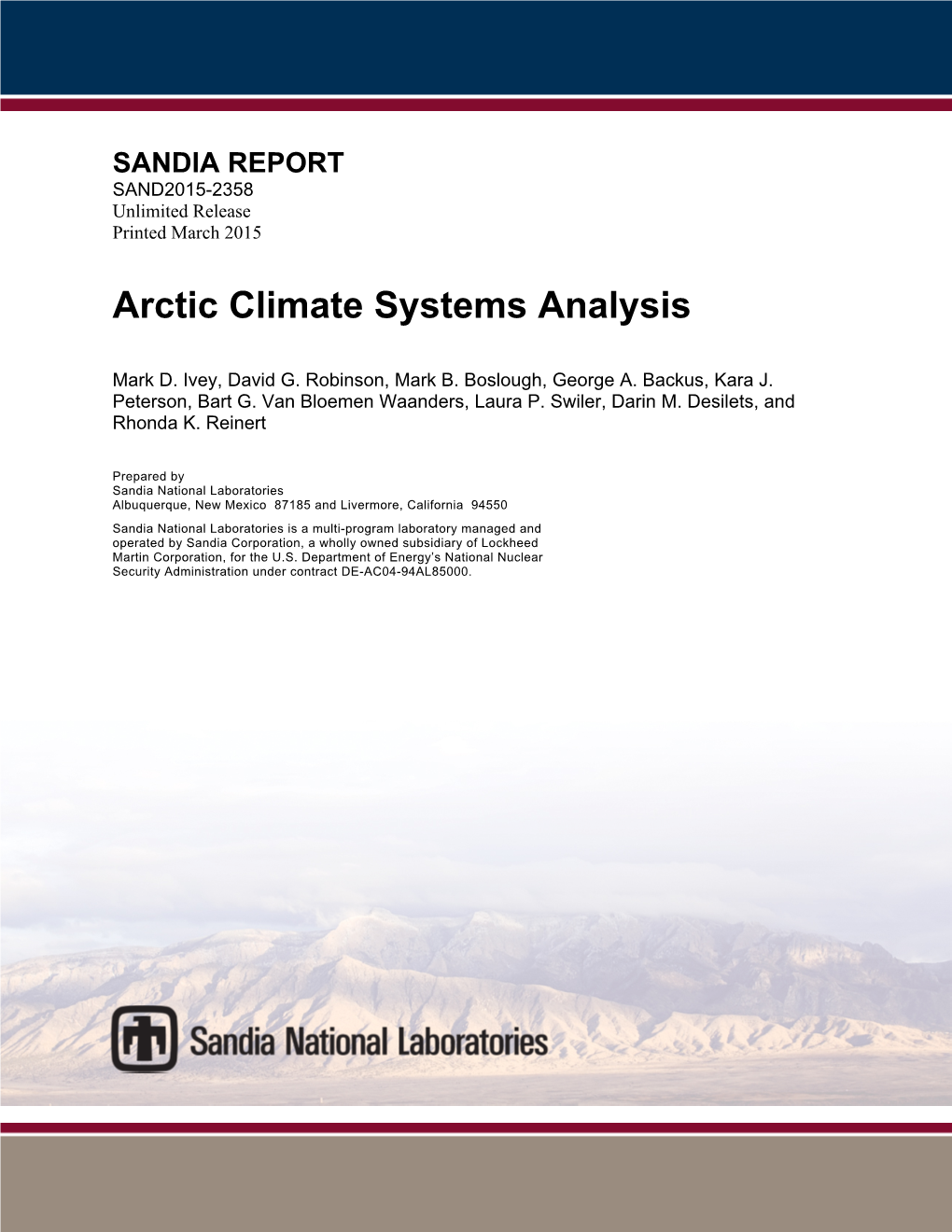 Arctic Climate Systems Analysis