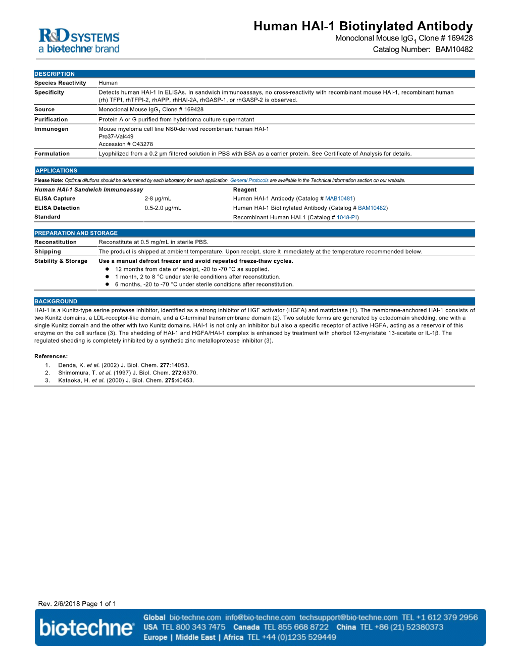 Human HAI-1 Biotinylated Antibody