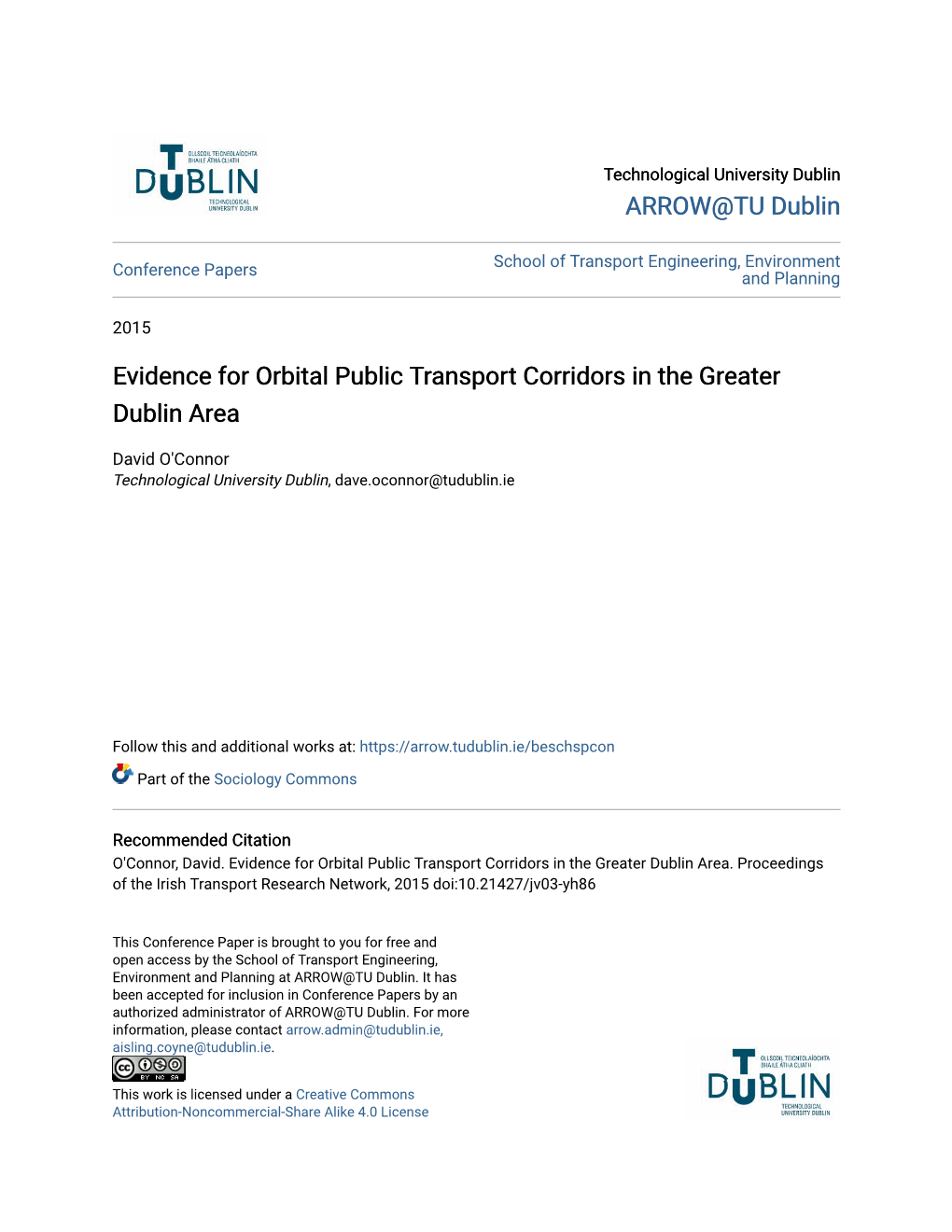 Evidence for Orbital Public Transport Corridors in the Greater Dublin Area
