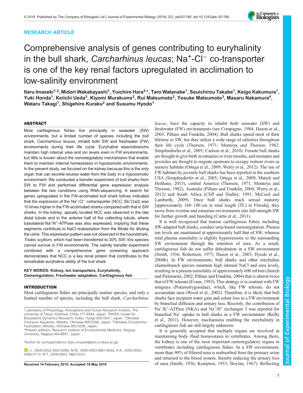 Comprehensive Analysis of Genes Contributing to Euryhalinity in The