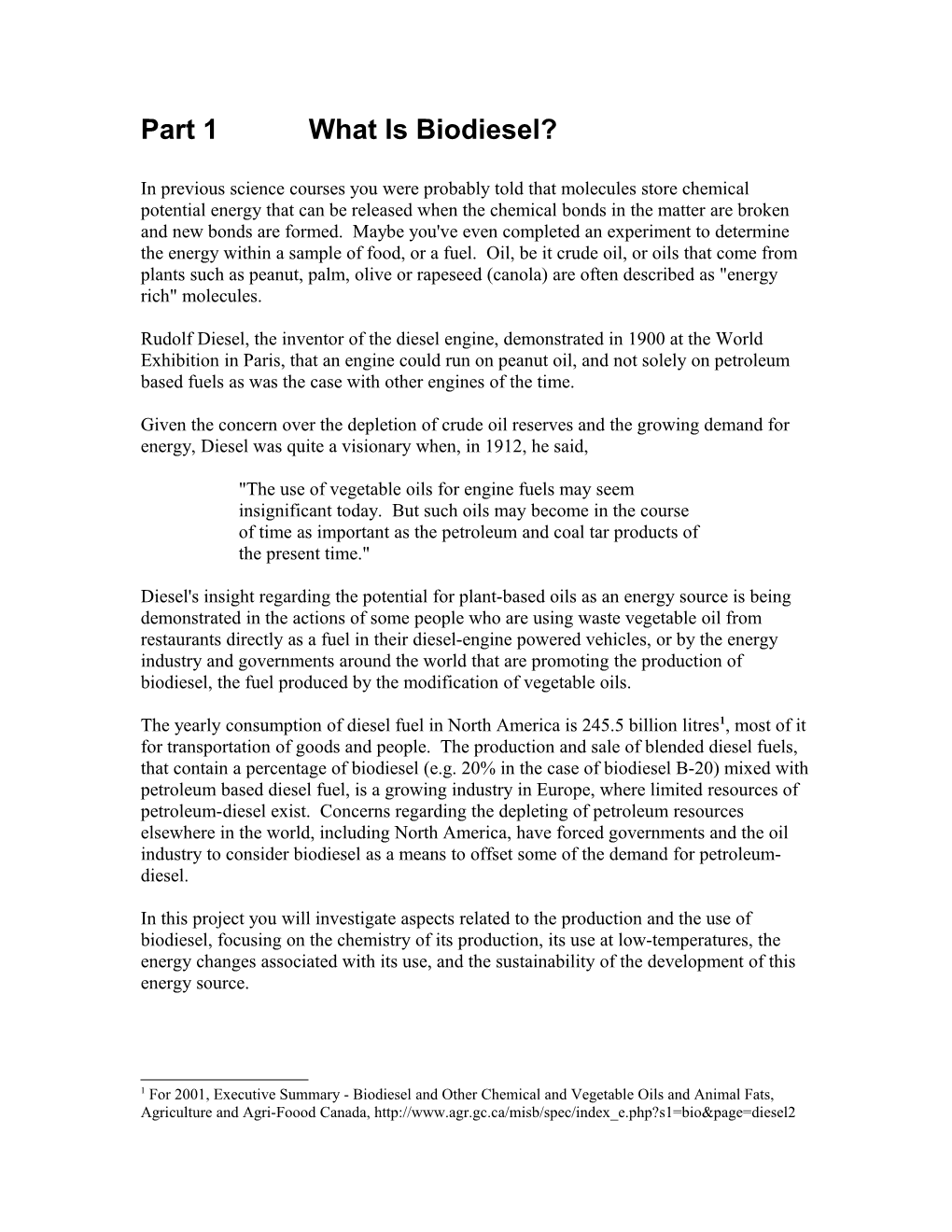 Part 1 What Is Biodiesel?