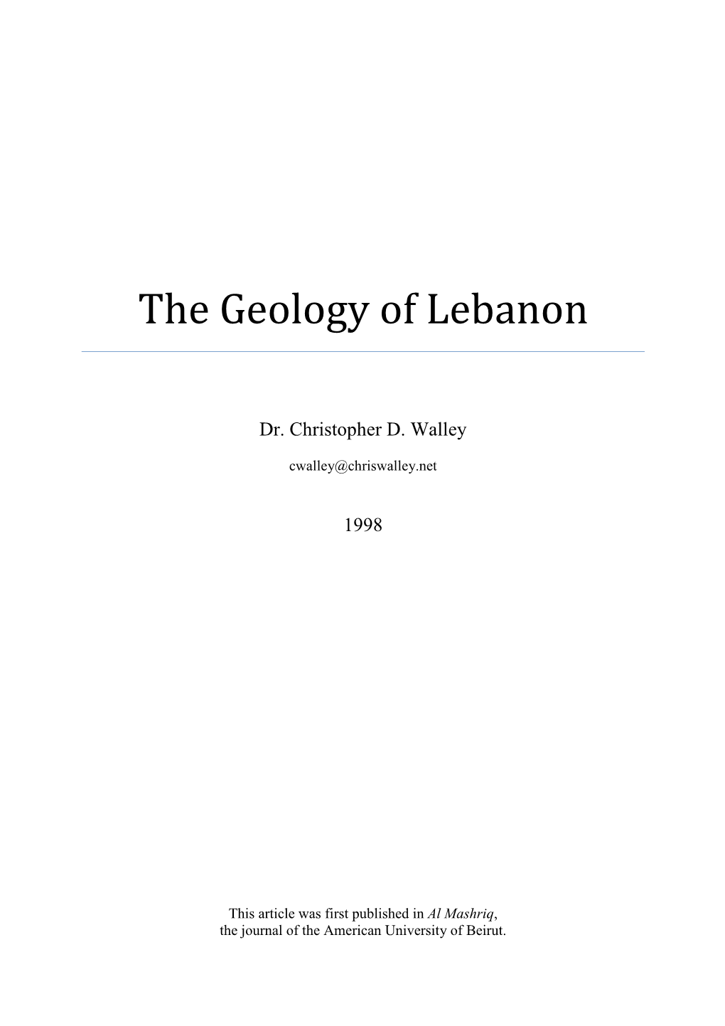 The Geology of Lebanon