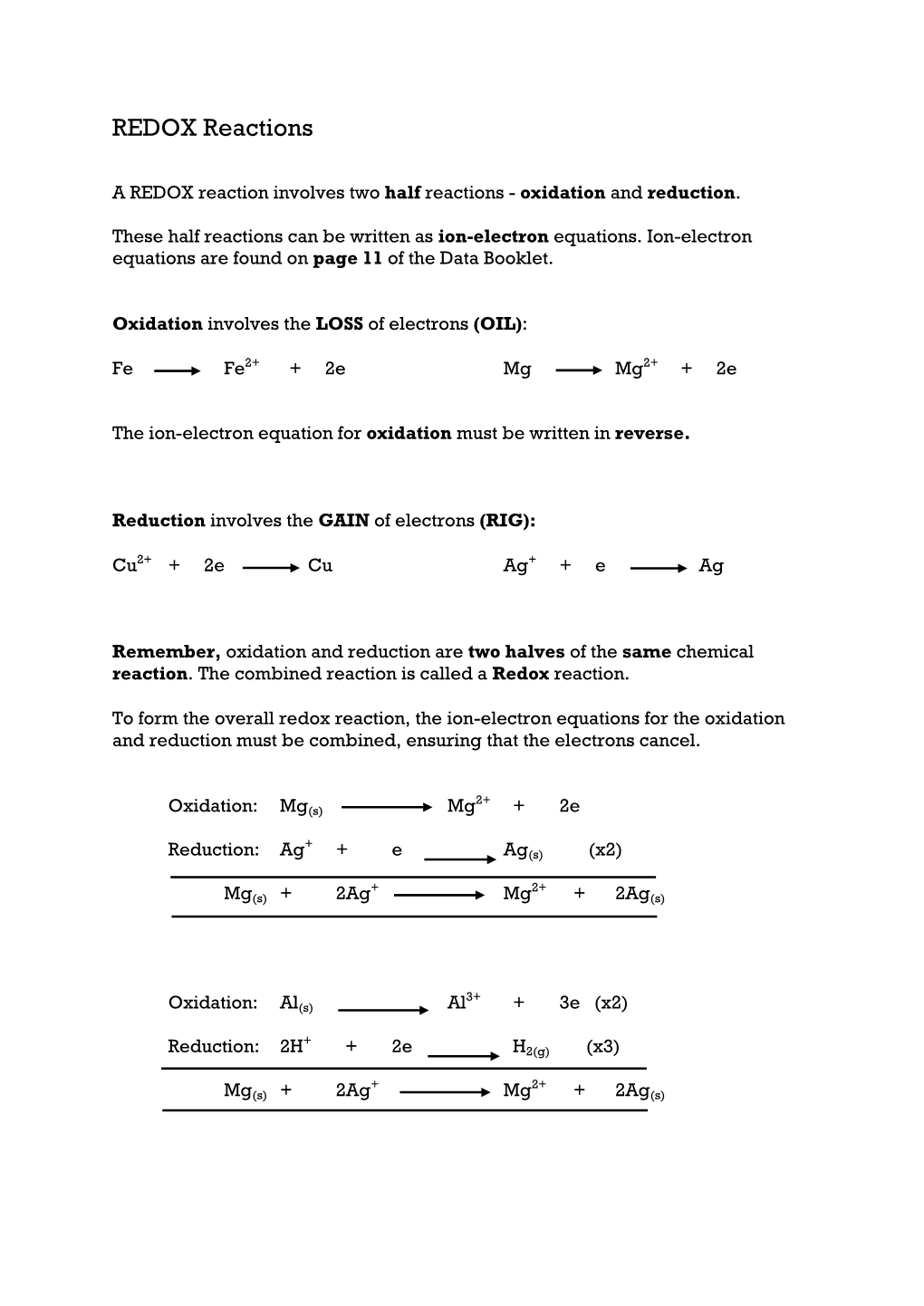 REDOX Reactions