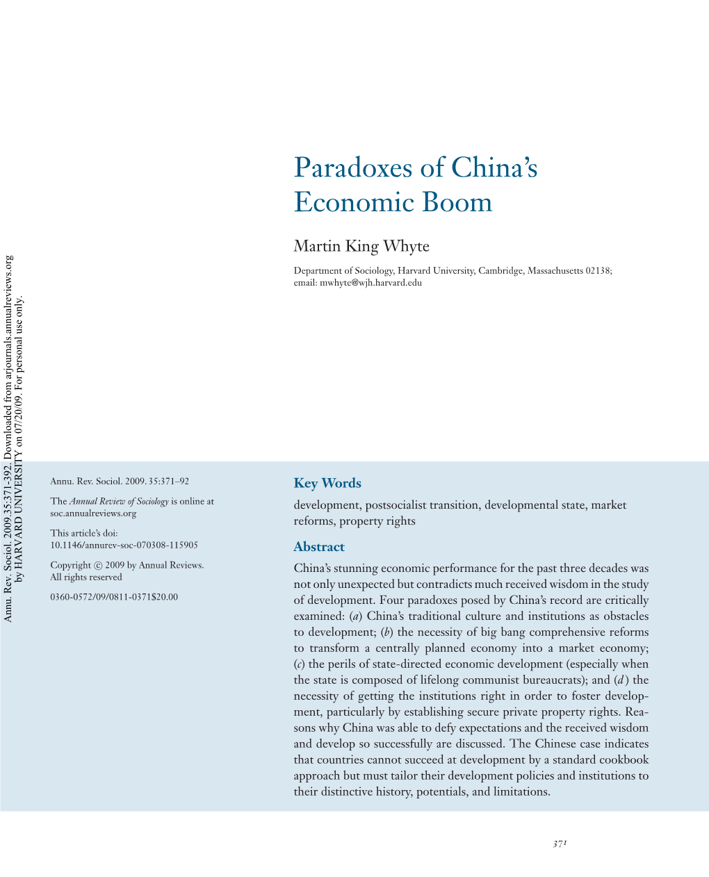 Paradoxes of China's Economic Boom