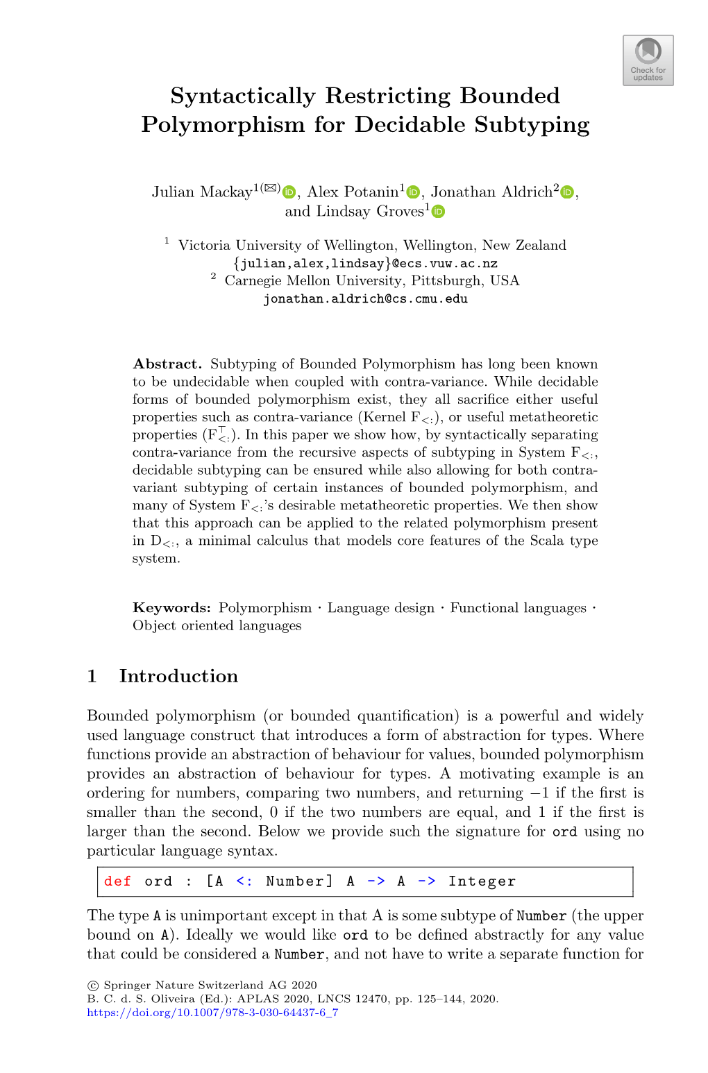 Syntactically Restricting Bounded Polymorphism for Decidable Subtyping