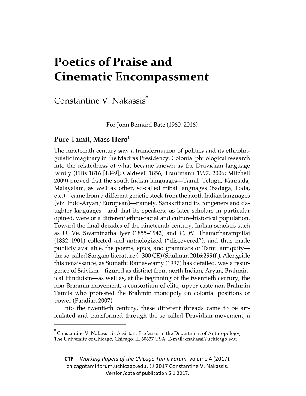 Poetics of Praise and Cinematic Encompassment