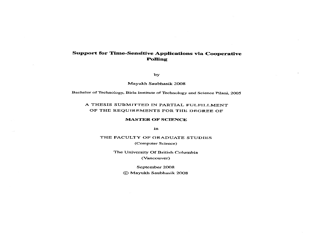 Support for Time-Sensitive Applications Via Cooperative Polling