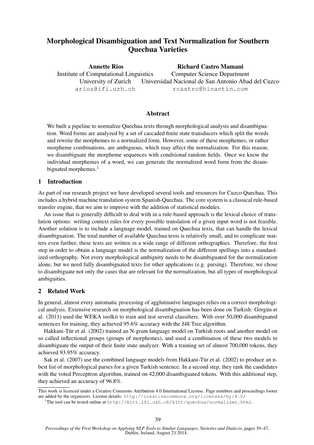 Morphological Disambiguation and Text Normalization for Southern Quechua Varieties