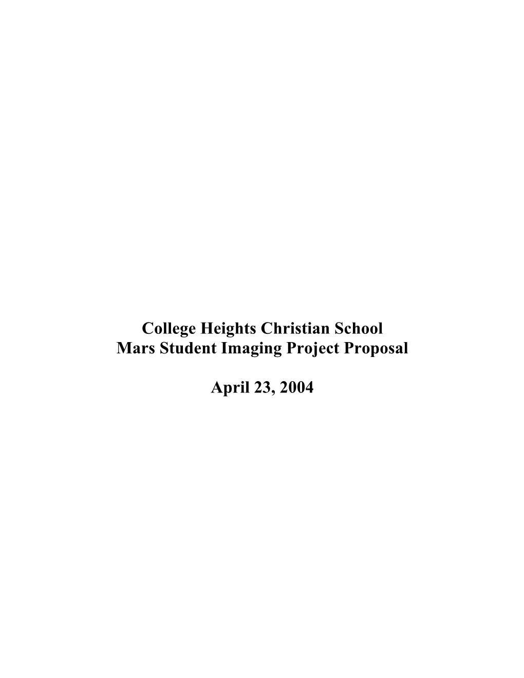 College Heights Christian Proposal.Pdf