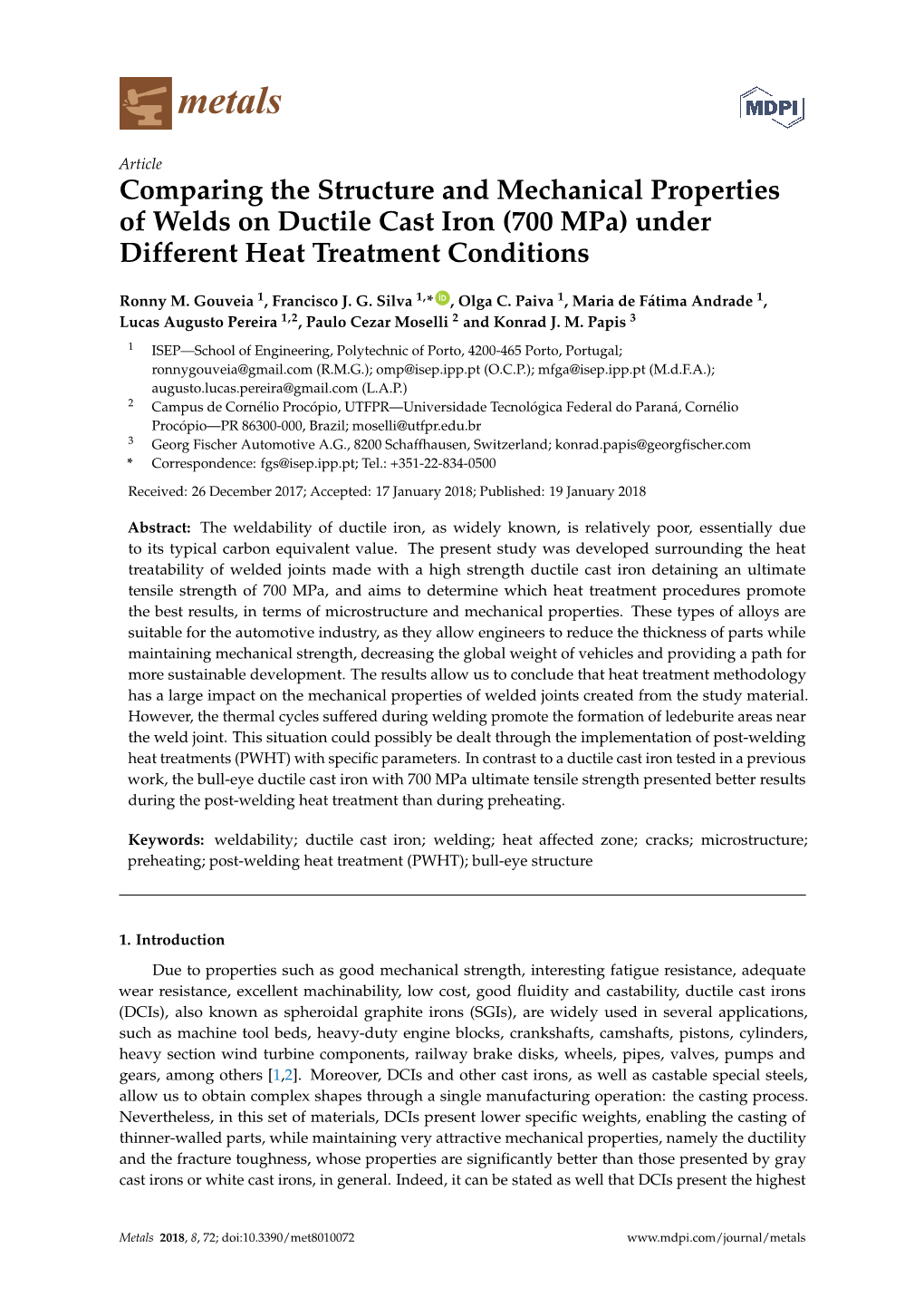 (700 Mpa) Under Different Heat Treatment Conditions