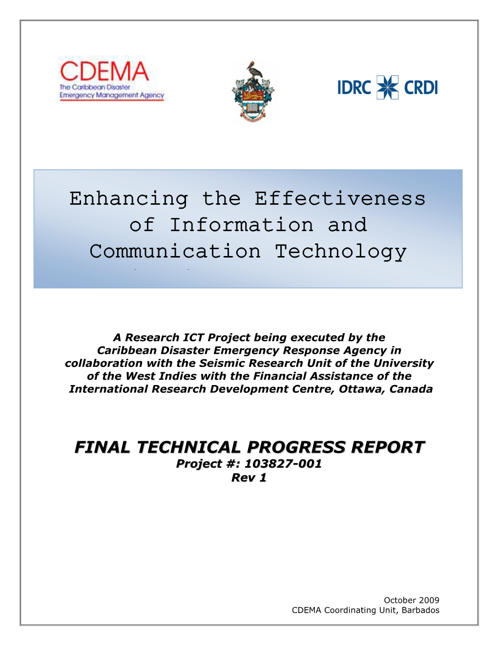 1St IDRC Progress Report