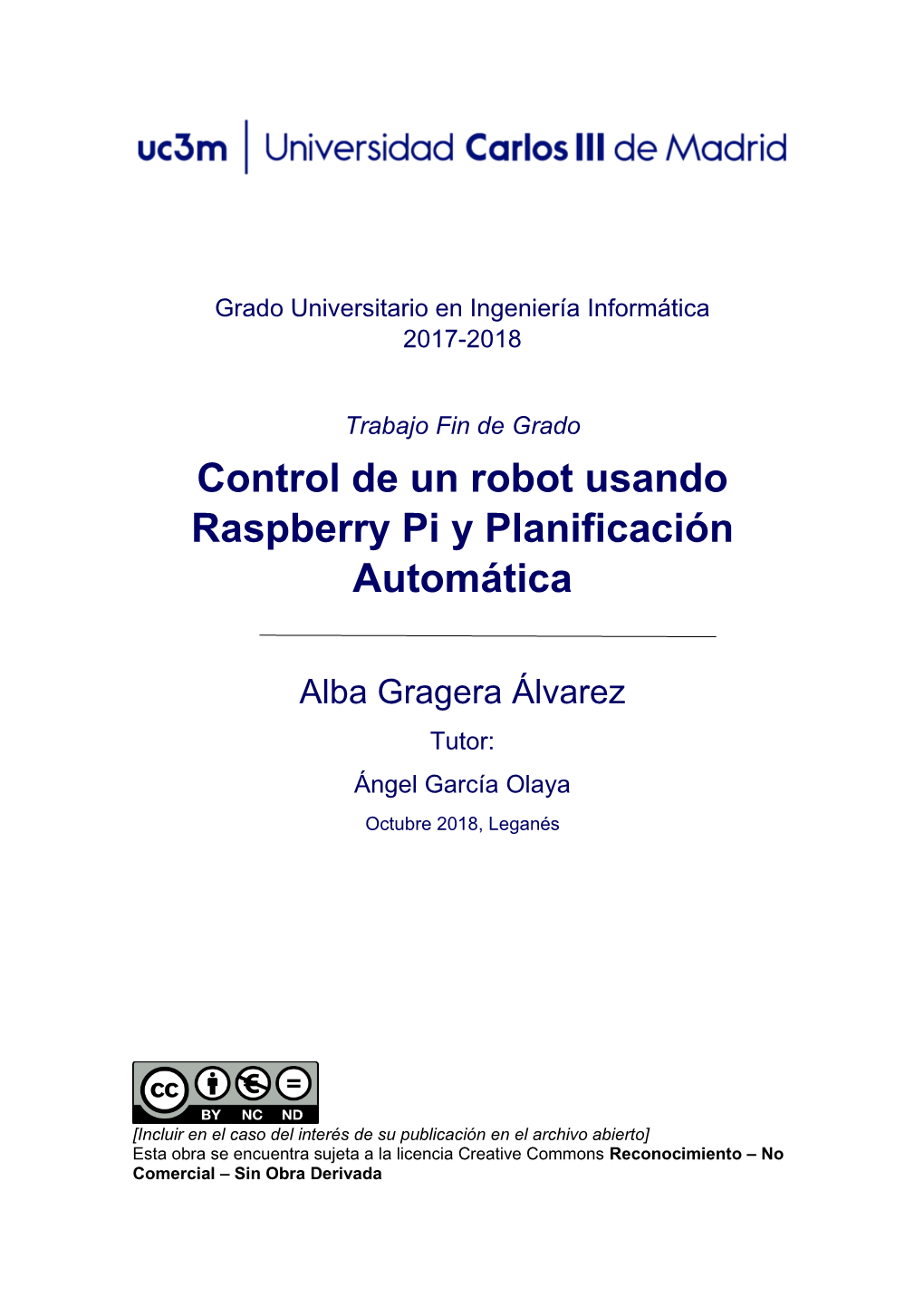 Control De Un Robot Usando Raspberry Pi Y Planificación Automática