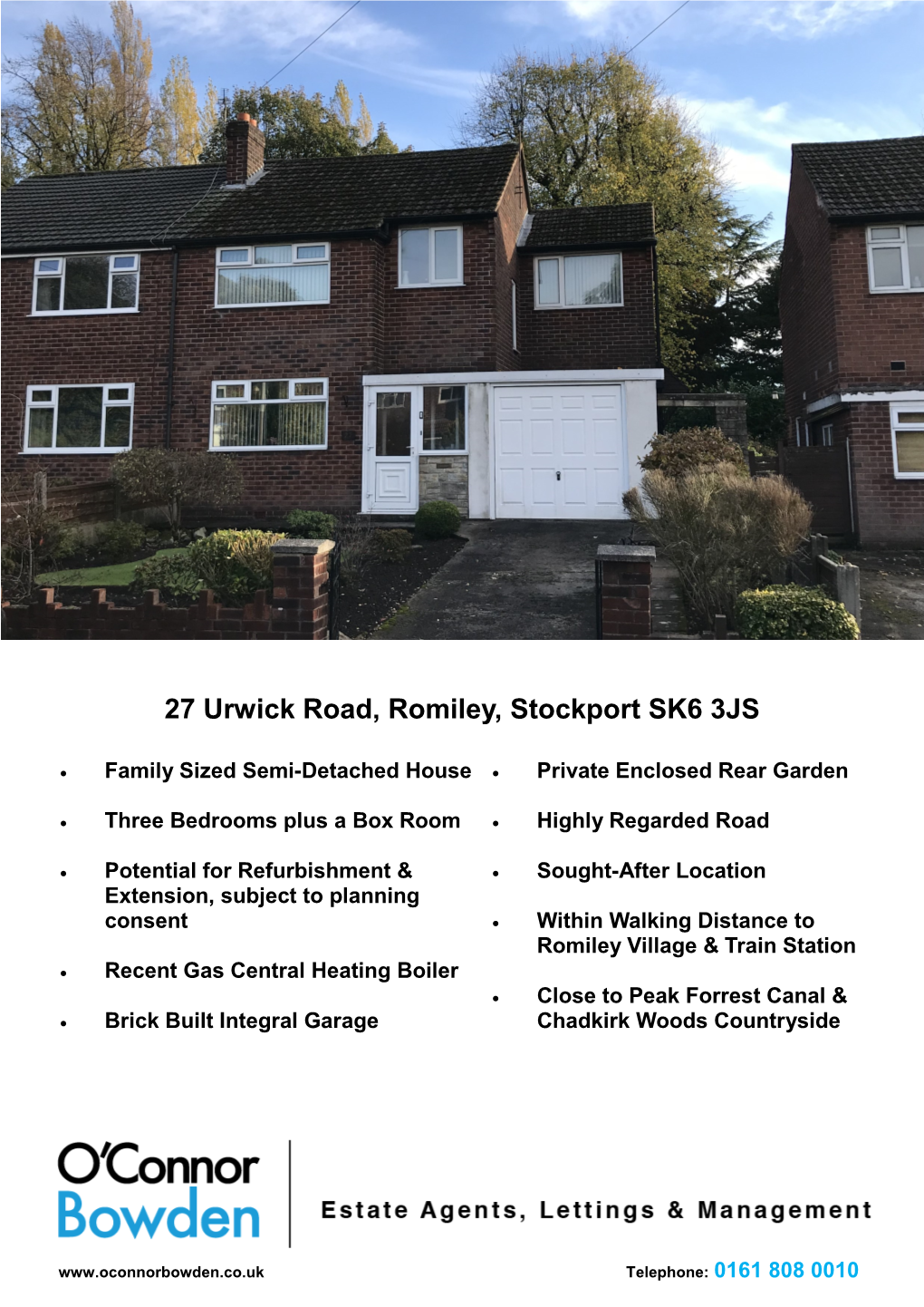 27 Urwick Road, Romiley, Stockport SK6 3JS