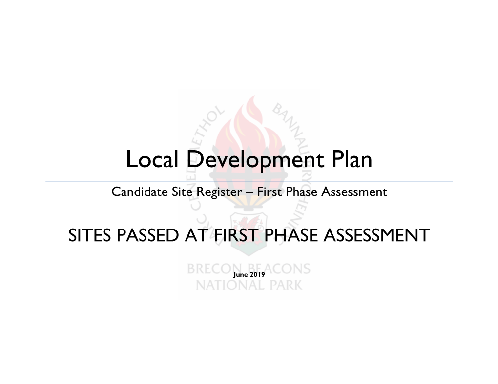 Candidate Site First Phase Register – Passed