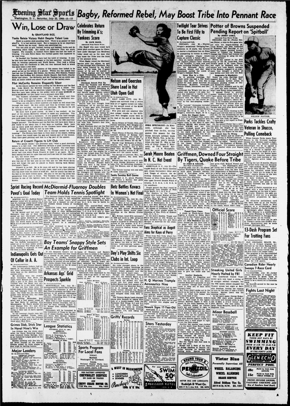 Win, Lose Or Draw Twilight Potter of Browns Suspended by Trimming Ars; to Be First Filly to Pending Report on 'Spitball' by GRANTLAND RICE