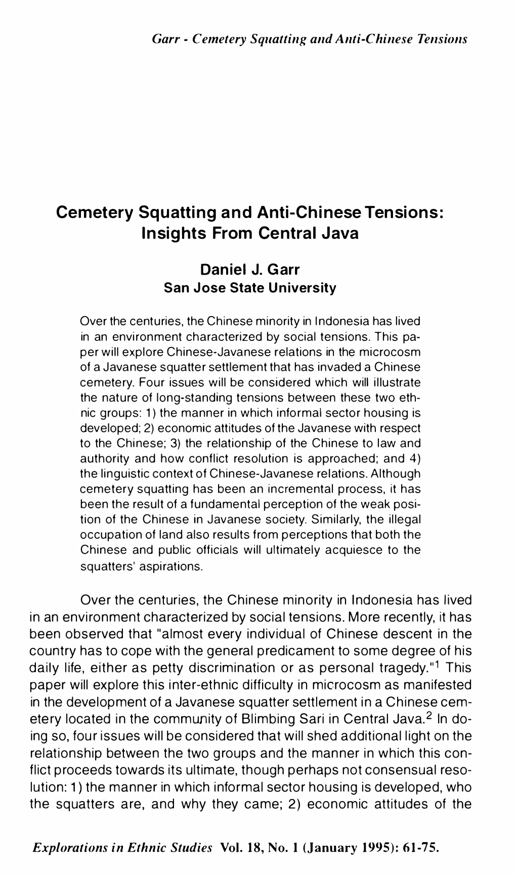 Cemetery Squatting and Anti-Chinese Tensions: Insights from Central Java