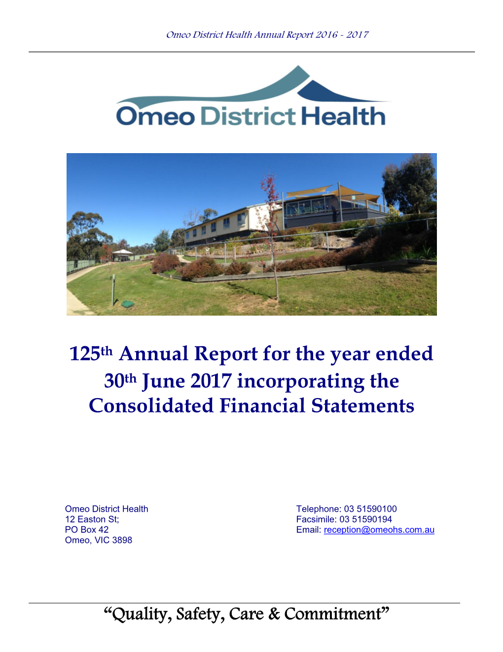 Omeo District Health Annual Report 2016 17