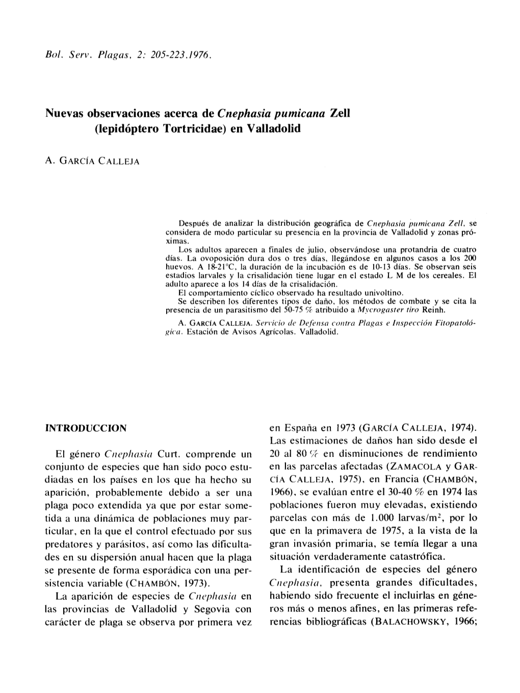 Nuevas Observaciones Acerca De Cnephasia Pumicana Zell (Lepidóptero Tortricidae) En Valladolid