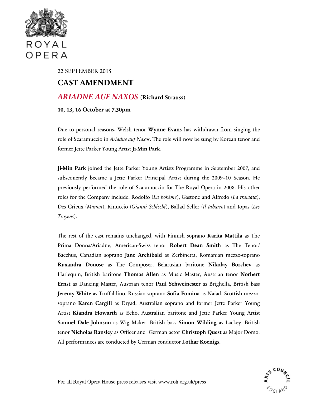 Cast Amendment Ariadne Auf Naxos