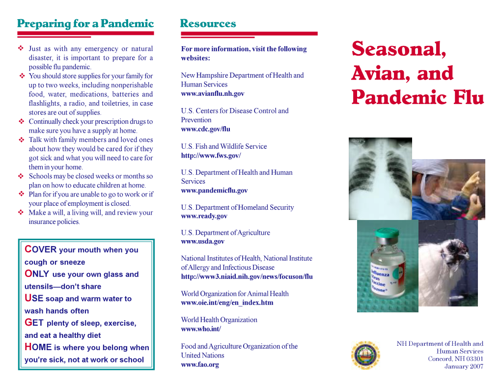 Seasonal, Avian, and Pandemic