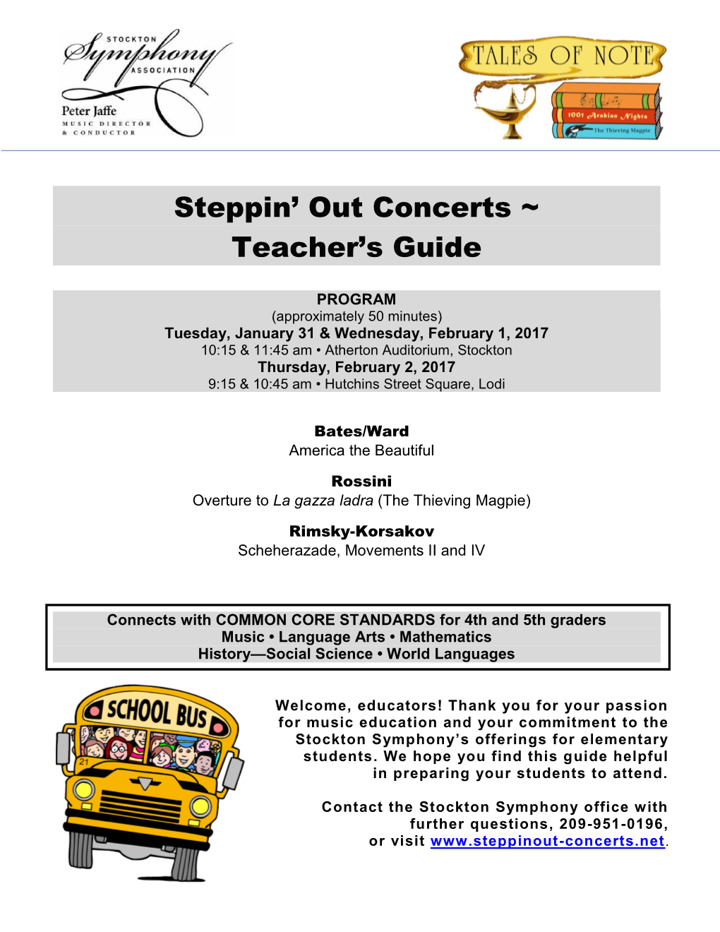 Steppin' out Concerts ~ Teacher's Guide