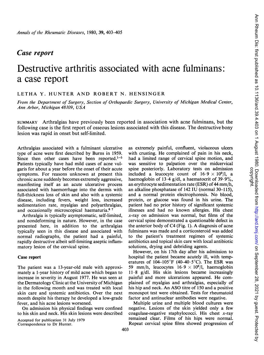 Destructive Arthritis Associated with Acne Fulminans: a Case Report