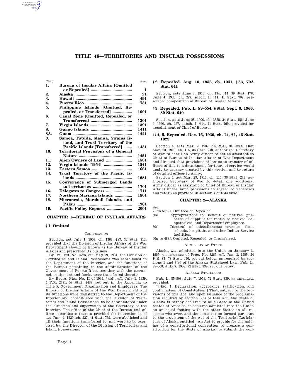 Title 48—Territories and Insular Possessions