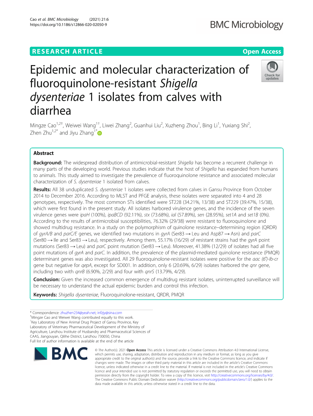 Epidemic and Molecular Characterization of Fluoroquinolone