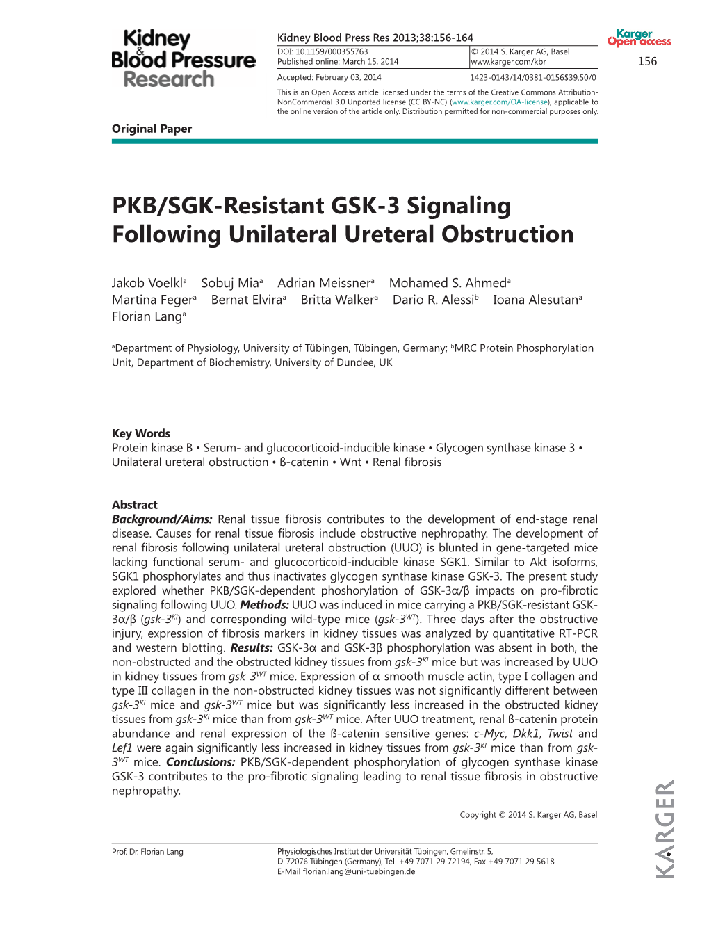 PKB/SGK-Resistant GSK-3 Signaling Following Unilateral Ureteral Obstruction