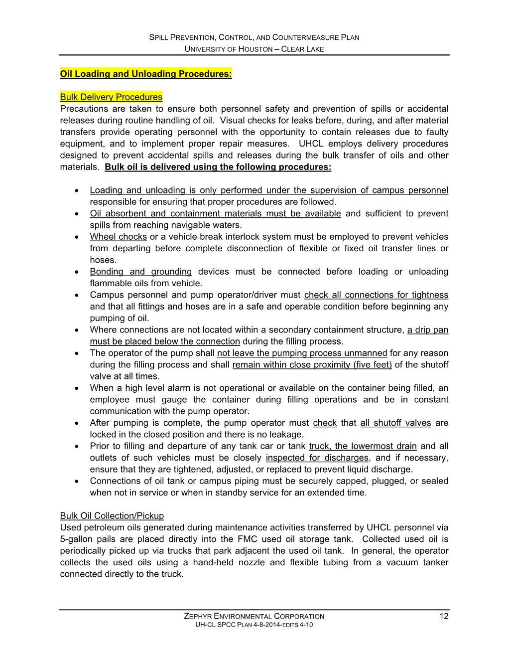 Oil Loading and Unloading Procedures