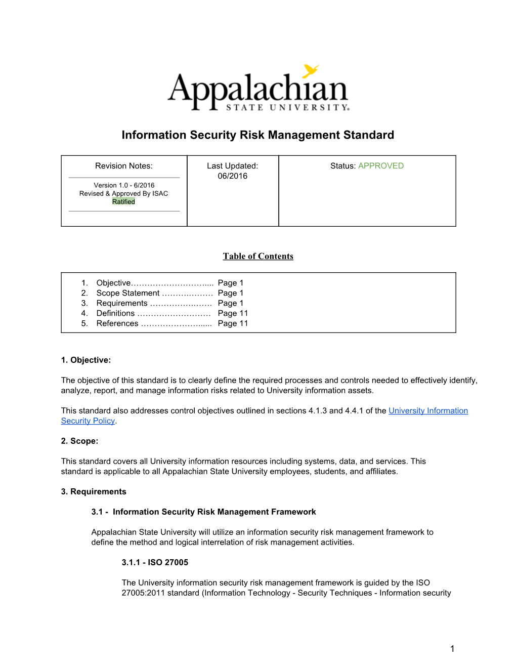 Information Security Risk Management Standard