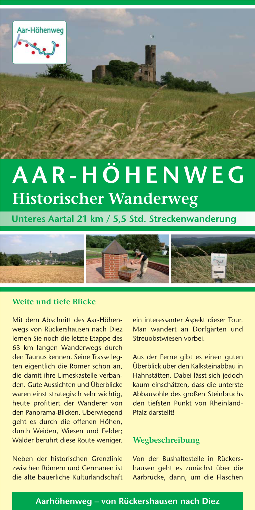 AAR-HÖHENWEG Historischer Wanderweg Unteres Aartal 21 Km / 5,5 Std