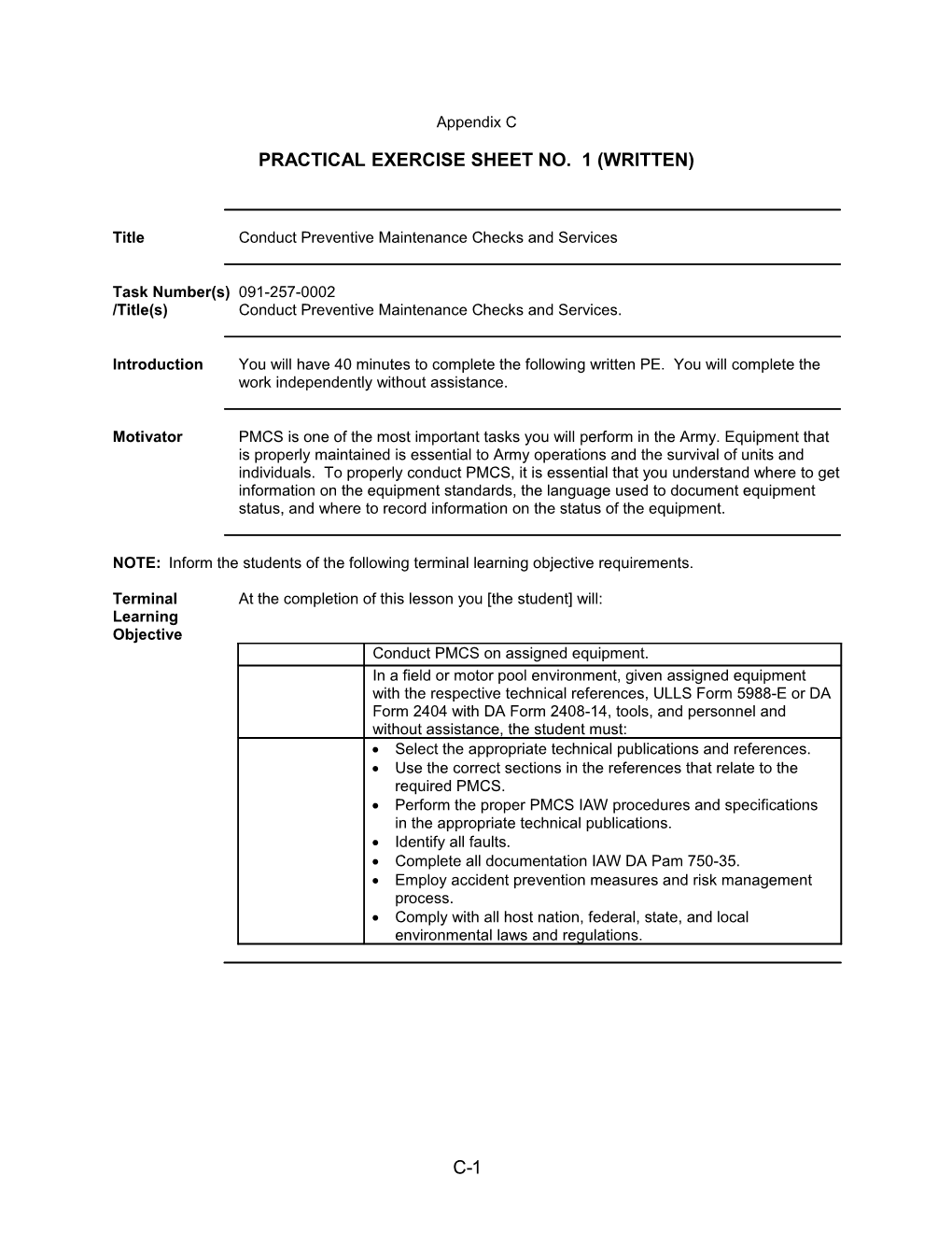 Practical Exercise Sheet No. 1 (Written)