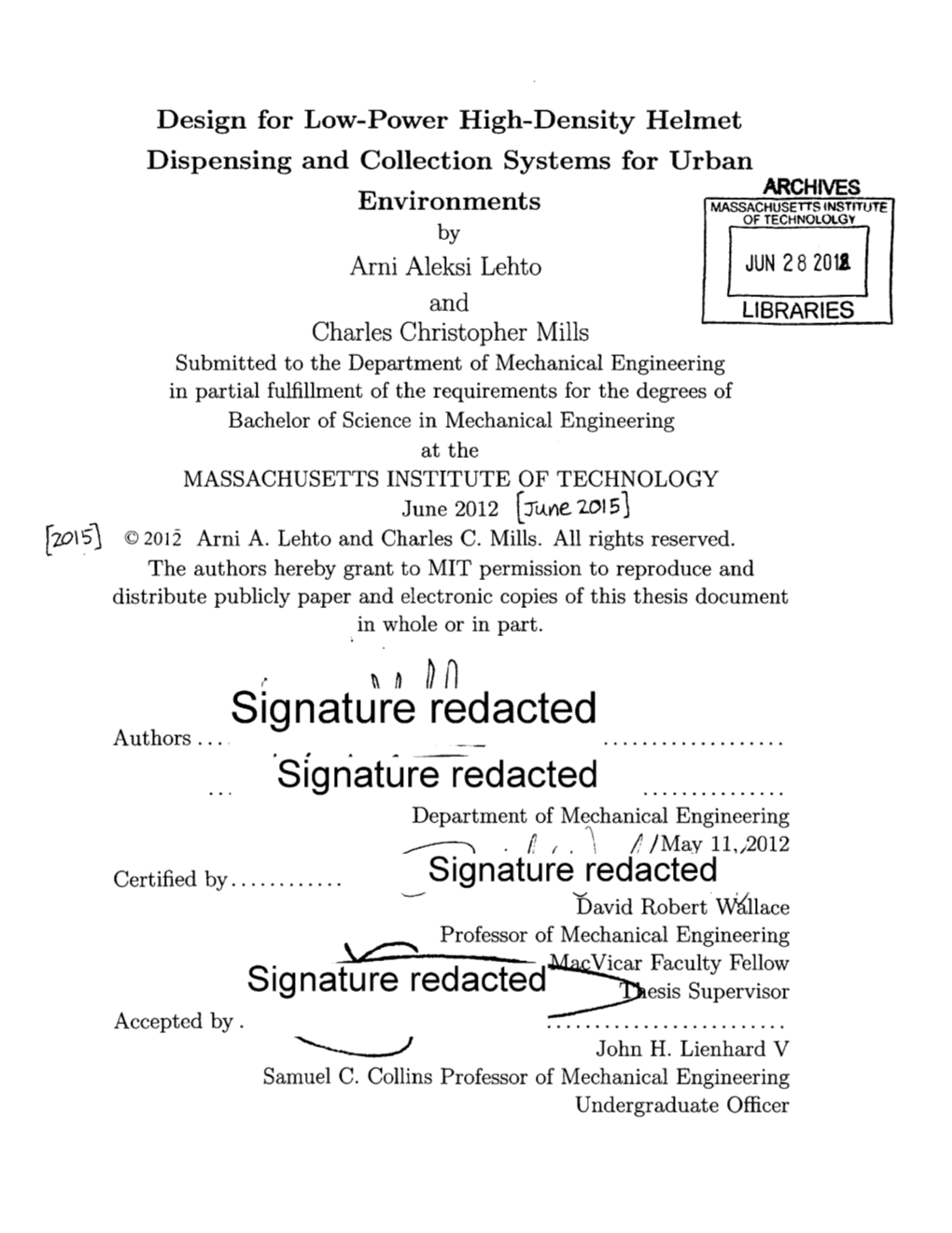 Signature Redacted Authors