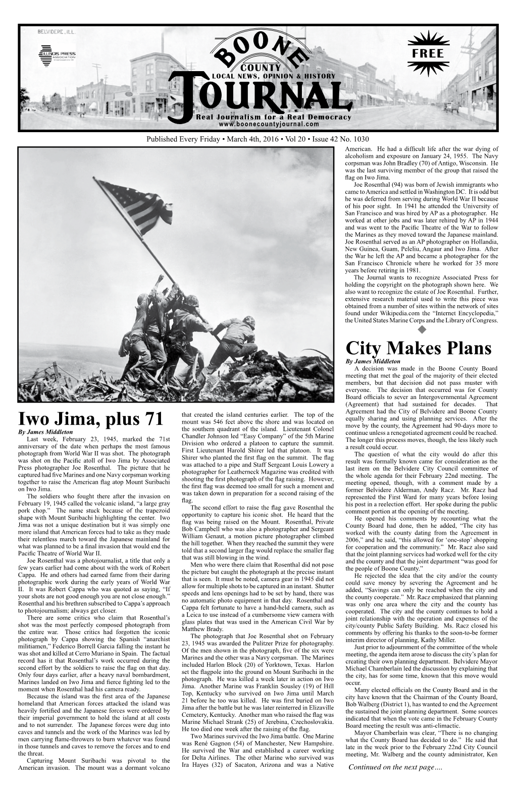 Iwo Jima, Plus 71 City Makes Plans
