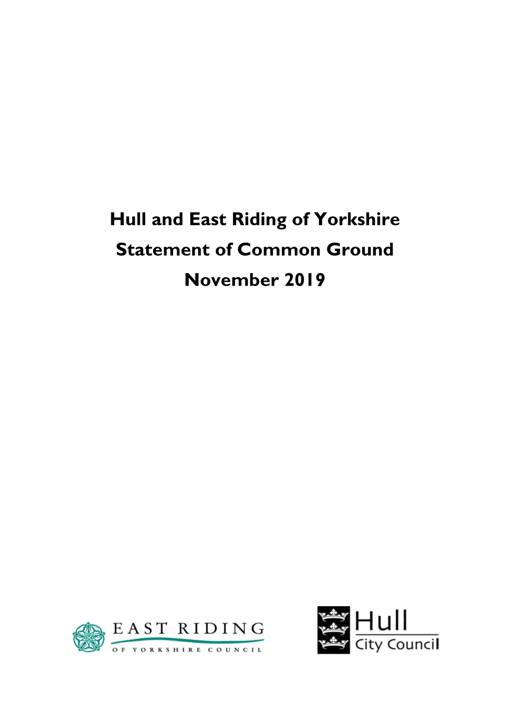 Hull and East Riding of Yorkshire Statement of Common Ground November 2019