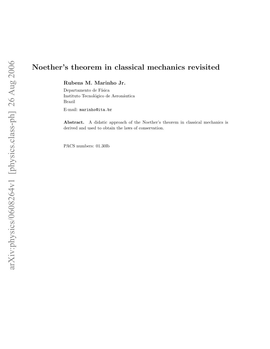 Noether's Theorem in Classical Mechanics Revisited
