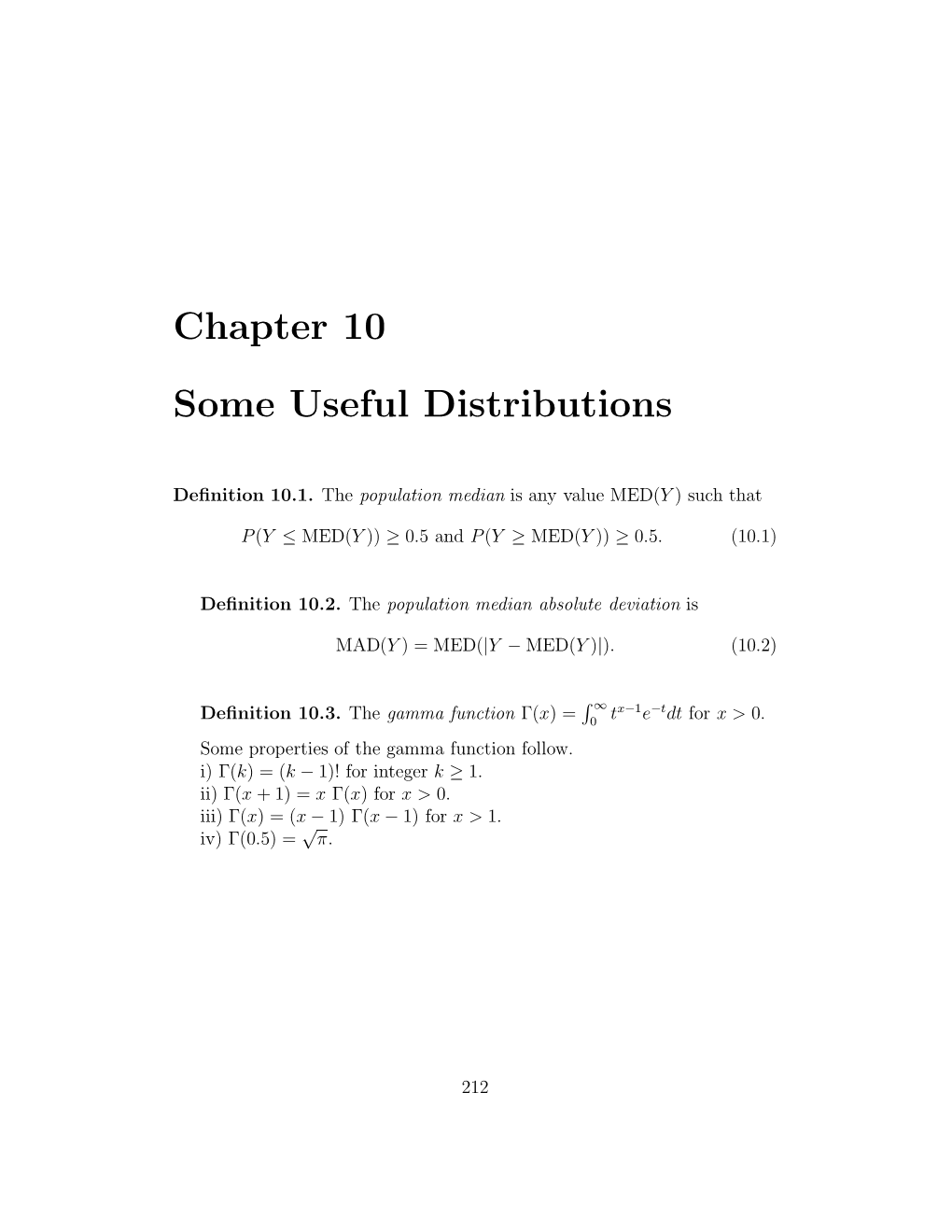 Chapter 10 Some Useful Distributions