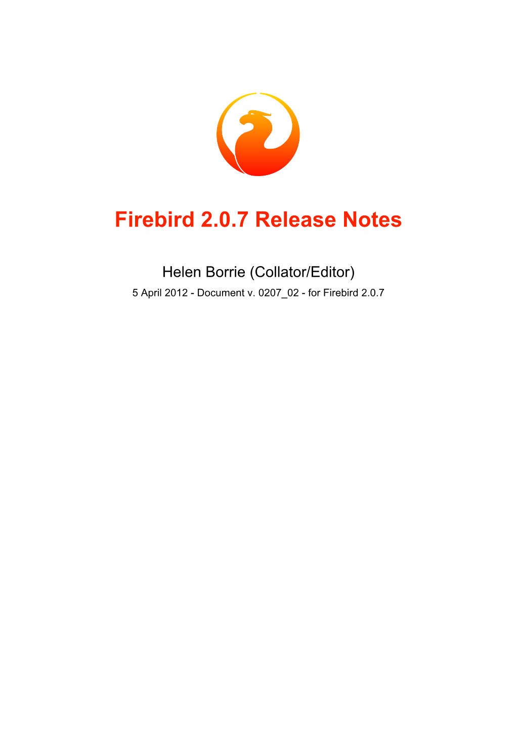 Firebird 2.0.7 Release Notes