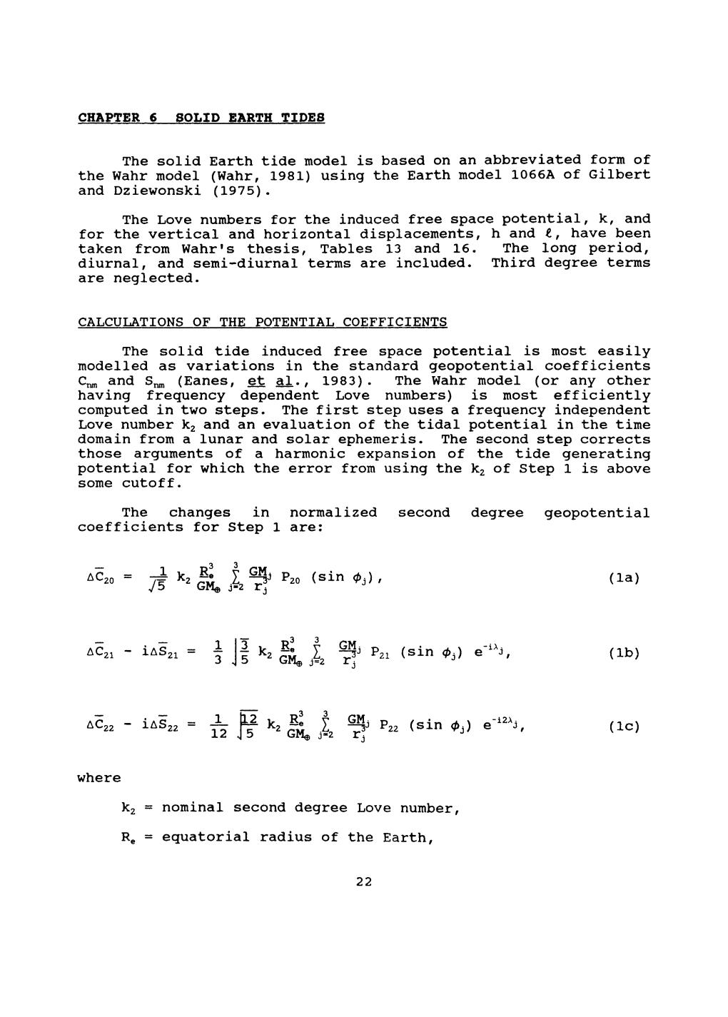 CHAPTER 6 SOLID EARTH TIDES the Solid Earth Tide Model Is