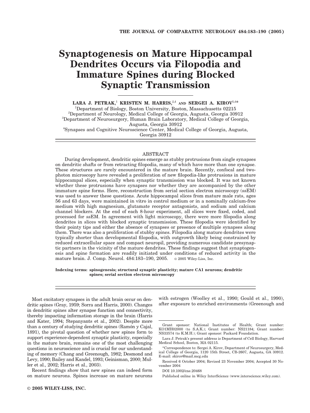 Synaptogenesis on Mature Hippocampal Dendrites Occurs Via Filopodia and Immature Spines During Blocked Synaptic Transmission